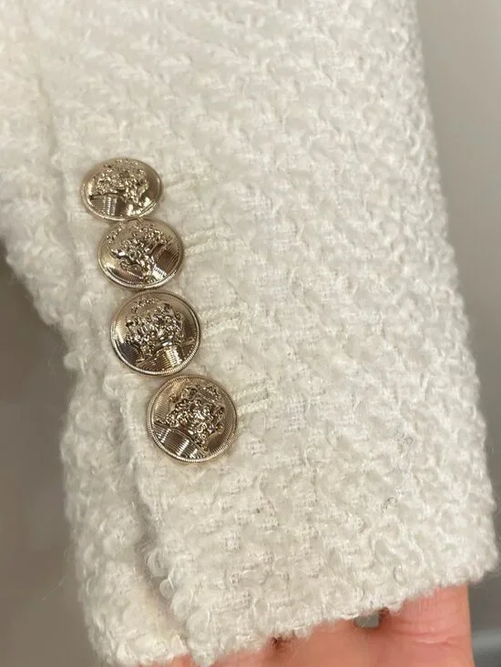 New Ann Taylor Wool Blend Tweed Peacoat Ivory Large $218 - Picture 5 of 8